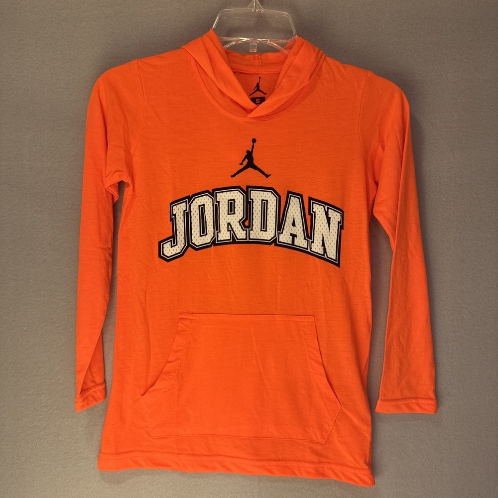 Nike Jordan Boys Hoodie Shirt Orange Sz S
